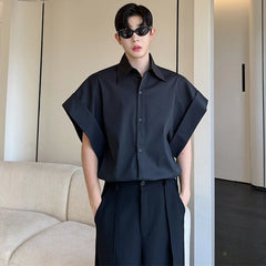 Voguable Niche Design Stylish Plain Short Sleeved Shirts Original Fashion Elegant Handsome Korean Men's Tops voguable