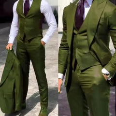 Voguable Suit (Blazer+ Vest + Pants) Men's Fashion Casual Outdoor Gentleman Business Wedding Formal Dress British Style Wedding Suit voguable