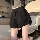 Voguable Lazy Wind Casual Shorts Women Autumn Winter High Waist Warm Wide Leg Shorts New Sweet All Match Vintage Loose Bottoming Shorts voguable