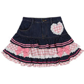 Voguable Preppy Style Lolita Kawaii Skirts Japanese Sweet Mini Women Harajuku Cute Ball Gown Denim Skater Y2K High Waist Lace Cake Skirts voguable