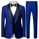 Voguable Men's 3 Piece Tuxedo Suit Set One Button Satin Shawl Lapel Slim Fit Blazer Vest Pants For Formal Business Wedding Groom voguable