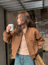 Y2K Retro Baseball Jacket Women Faux Suede Long Sleeve Fall Winter Coat Streetwear Casual American Vintage O Neck Bf Tops voguable