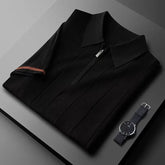 New Men's Clothing Light Luxury Business Knit Zipper Polo Shirt Leisure Short Sleeve Korean Popular Clothes Retro Knitwear M-3XL voguable