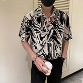 Japanese Summer Ice Silk Flower Shirt for Men Short Sleeve Loose Casual Harajuku Oversized 2023 New Thin Hawaiian Shirt Men voguable