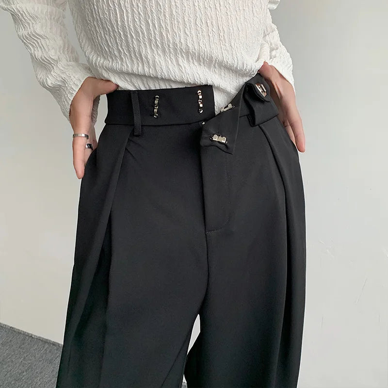 New Black Suit Pants Men Fashion Social Mens Dress Pants Korean Loose Oversized Wide Leg Pants Mens Formal Trousers M-2XL voguable