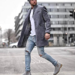 Autumn Winter Fashion Trend Windbreaker Men Coat Lapel Long Tweed Jackets Male Slim Single Breasted Large Size 5XL Overcoats voguable