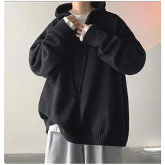 Voguable High-end Feel American Vintage Sweater Men's Lazy Hooded Sweater Couple Button Oversize Knit Men Clothing Coat S-3XL voguable