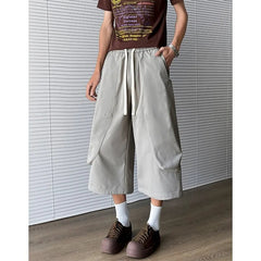 Summer Casual Pants Men Straight Wide Leg Pants Mens Japanese Streetwear Hip-hop Loose Cropped Trousers Man Plus Size 4XL voguable