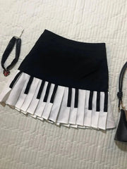 Vintage Y2K Pleated Skirt Women High Waist Piano Patchwork Streetwear Skirts Casual American Hip Hop Gothic Mini Skirts New voguable