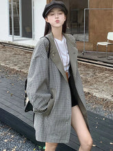 Korean Chic Elegant Jacket Women Loose Design Double Sided Wear Plaid Coat Fall Fashion Long Sleeve Sweet Pockets Outwear voguable