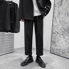 Winter Thick Woolen Pants Men Warm Fashion Casual Straight Pants Men Korean Loose Wide Leg Pants Mens Thicken Suit Trousers voguable