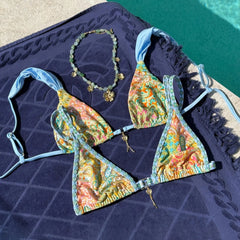 2025 Bandeau Biquini Women Sexy Bikini Push Up Swimsuit Female Swimwear Floral Printed Swim Suit Halter Bathingsuit Beachwear voguable