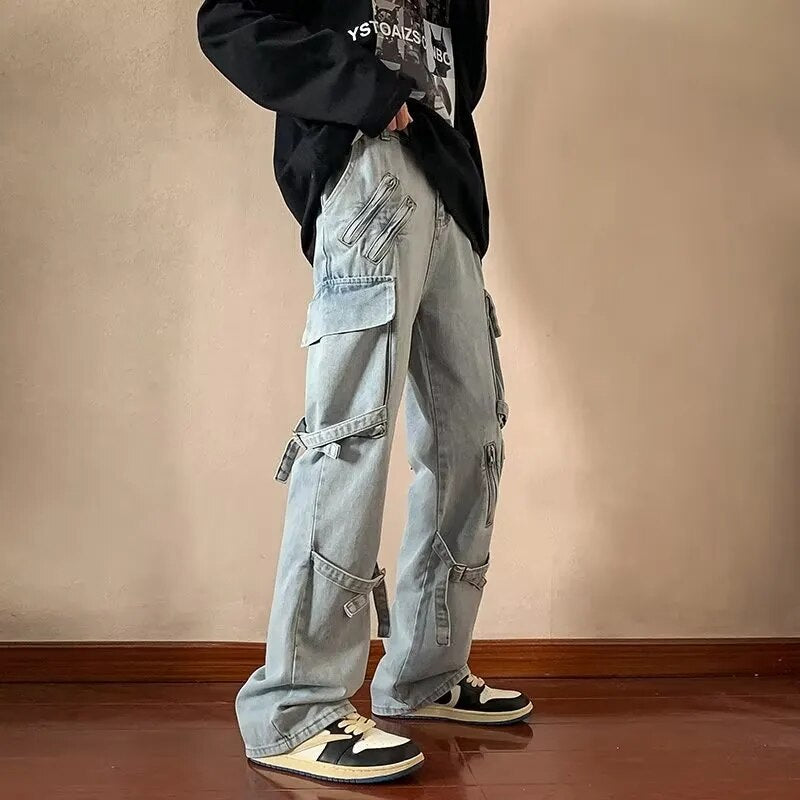 Baggy Jeans Trousers Male Denim Pants Black Wide Leg Pants Men's Jeans Loose Casual Korean Streetwear Hip Hop Harajuku voguable