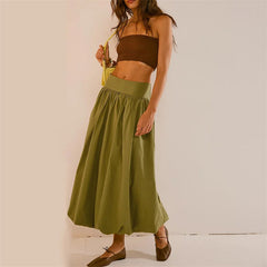 Skirts y2k Women Summer Elegant Solid Color High Waist Loose Fitting Long Bubble Skirt Office Ladies Skirts Streetwear voguable