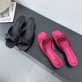 Voguable Summer Butterfly-kont Women Slippers Elegant Square Toe Party Dress Female Sandals Low Heels Shoes Large Size 43 voguable