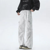 Vintage Tie dye Men's Baggy Denim Trousers White 2025 New Streetwear Wide Leg Loose Denim Pants Fashion Straight Gargo Pants voguable
