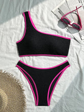 Voguable Sexy Contrast Color One Shoulder Bikini Women Split Swimsuit Beach Vacation Bikini 2026 New All Season Bikinis 2 Piece Set voguable