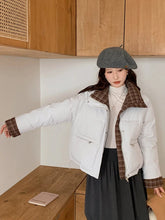 Winter Retro Puffy Parkas Women Warm Thick Plaid Patchwork Cute Coat Casual Preppy Style Korean Long Sleeve Cotton Jackets voguable