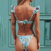 3Pcs Push Up Bikini With Short Skirt Sexy Women Swimsuit Female Swimwear Printed Biquini Ruffle Swim Suit Bodysuit Beachwear voguable