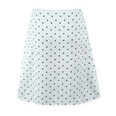 Women Vintage Black White Polka Dot A-line Knee Length Skirt Sexy Low Waist Holiday Summer Skirts