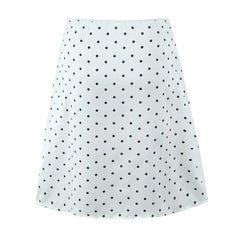 Women Vintage Black White Polka Dot A-line Knee Length Skirt Sexy Low Waist Holiday Summer Skirts