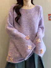 Sweet Floral Chic Sweater Women O Neck Cute Long Sleeve Knitted Jumpers Fashion Preppy Style Loose Lazy Wind Lady Fall Pullover voguable