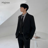 Blazers Men Fashion Handsome Streetwear Spring Autumn Notched Collar Solid Business Korean Style Advanced Male Smart Casual Chic voguable