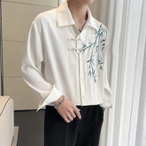 Long Sleeved Shirt Men Fashion Society Mens Dress Shirt Korean Loose Casual Shirt Men White Formal Shirts M-3XL voguable