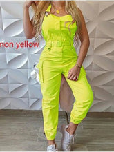 Voguable Sleeveless Cargo Long Jumpsuits For Women Casual Slim Solid Basic Women's Overalls Fashion Vintage Summer Playsuits voguable