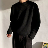 Voguable Men Autumn Winter Korean Style Loose Round Neck Knitted Sweater Gender-Neutral Trendy Casual Solid Color Simple Sweater Unisex voguable