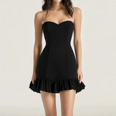 Women's Dresses All Season Dresses Elegant Lettuce Hem Sleeveless Sweetheart Neck Mini Wrap Fashion Dresses voguable