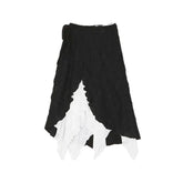 Voguable High Street Fashion Contrast Color Irregular Mesh A-Line Skirt Women 2023 Autumn New Korean Chic Lace Up Casual Mid-Length Skirt voguable