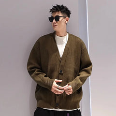 Voguable Knit Cardigan Male Korean Style Sweater Coat Men Old Money Autumn Winter Loose Casual Men's Long Sleeve Streetwear voguable