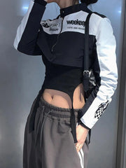 Voguable Fashion Cropped Jackets for Women Cool Biker Style Streetwear Zipper Up Short Coat Y2K Long Sleeve Autumn Outerwear voguable
