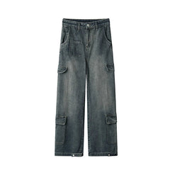 Men Workwear Cargo Jeans New Multi Pocket Loose Straight Leg Baggy Streetwear Denim Pants Urban Casual Trousers 2025 Autumn voguable