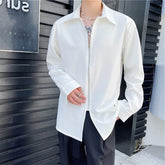 Autumn Men's Clothing Luxury Drooping Zipper Shirts Retro Premium Long-sleeved Solid Color Korean Popular Business Leisure voguable