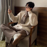 Winter Velvet Sweater Men Warm Casual Knitted Pullover Men Streetwear Korean Loose Long Sleeved Sweater Mens Jumper Clothes voguable