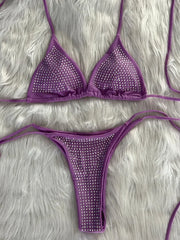 Shiny Sequin Diamond Bikini Women Swimwear Female Swimsuit Two-pieces Bikini Set Wrap Around Halter Bathing Suit Swim Beach Wear voguable