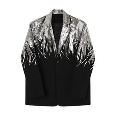 Voguable Sequin Personality Pattern Fashion Blazer Casual 2024 Design Coat Men's Elegant Temperament Handsome Loose Jacket voguable