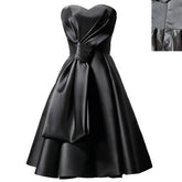 Voguable new tube top satin dress Hepburn style temperament black dress Formal Dress Women Elegant evening dresses fashion voguable