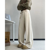 Black Belt Suit Pants Men Fashion Society Mens Dress Pants Korean Loose Wide Leg Pants Mens Office Formal Trousers Plus Size voguable