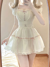 Voguable Sweet Square Neck 2 Piece Dress Set Women Summer Short Sleeve Y2k Crop Tops + Casual Mini Skirt Korean Fashion Female Suit voguable