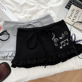 Voguable Pure Cotton Ruffle Mini Skirt Women Hot Diamond Lace Up Sexy Skirts Solid Slim Sweet Chic Anti Exposure Female Skirts New voguable