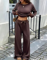 Voguable Autumn/Winter New Women's Fashion Leisure Resort Hoodie Straight Leg Pants Set Women's Clothing voguable