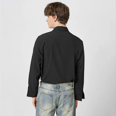 Men Shirt Embroidered Tassel Patchwork Lapel Long Sleeve Fashion Camisa Streetwear Button Casual Men Clothing S-5XL voguable