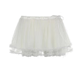 Transparent Mesh Pleated Skirt y2k Aesthetic Lace-up Low Waist A-line Mini Skirts Fairycore Coquette Outfits Ladies Chic voguable