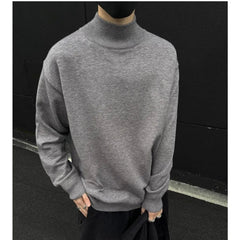Men's Light Luxury Knit Mock Neck Sweater Autumn Winter Fashion Korean Long Sleeve Streetwear Leisure All-match Knitwear voguable