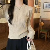 Voguable Autumn and Winter New Slim Round Neck Unique Design Knitted Inner Long-sleeved Base Sweater voguable