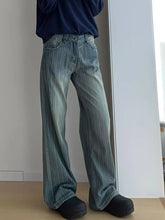 Women Streetwear Striped Jeans Vintage High Waist Design Y2K Denim Pant Casual American Hip Hop Harajuku Wide Leg Trousers Fall voguable