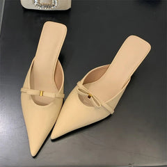 Voguable Spring Design Style Butterfly-knot Woman Slippers Fashion Low Thin Heels Pointed Toe Shallow Ladies Mules Shoes voguable